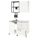 White ENHET mini kitchen with sink, drawers, and wall storage, modern design.