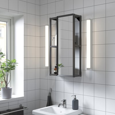 ENHET Wall frame with shelves, anthracite, 40x15x75 cm