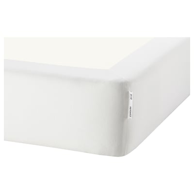White mattress cover, pristine and clean, with visible tag indicating brand.