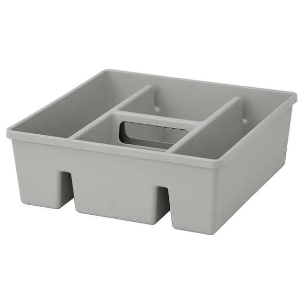 White FÅNGGRÖDA organizer with 4 compartments, durable plastic, handle for lifting.