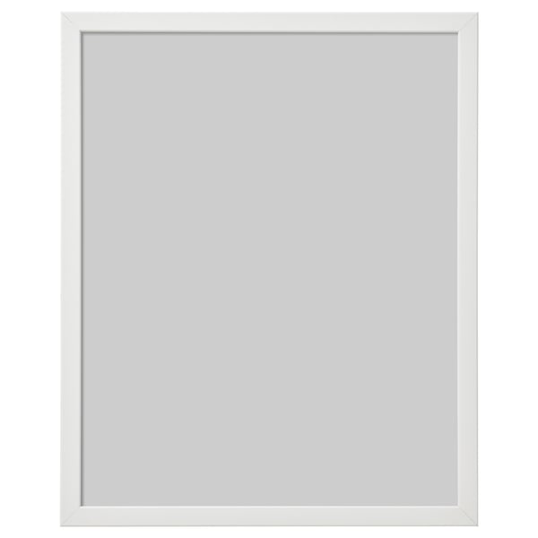 FISKBO white picture frame, sleek design, safe for kids rooms, versatile hanging options.