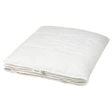 Fjällbracka white duvet, folded, with white label, soft cotton, recycled down/feather fill.