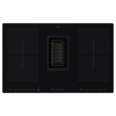 FÖRDELAKTIG black induction hob with built-in extractor, sleek design, efficient and space-saving.