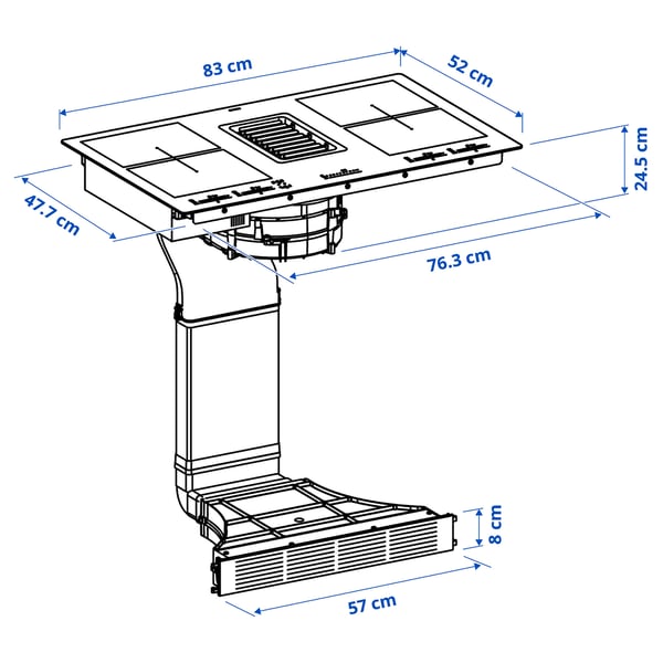 Illustration with measurements for the product: FÖRDELAKTIG.