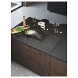 FÖRDELAKTIG Induction hob/integrated extractor, IKEA 700 black, 83 cm
