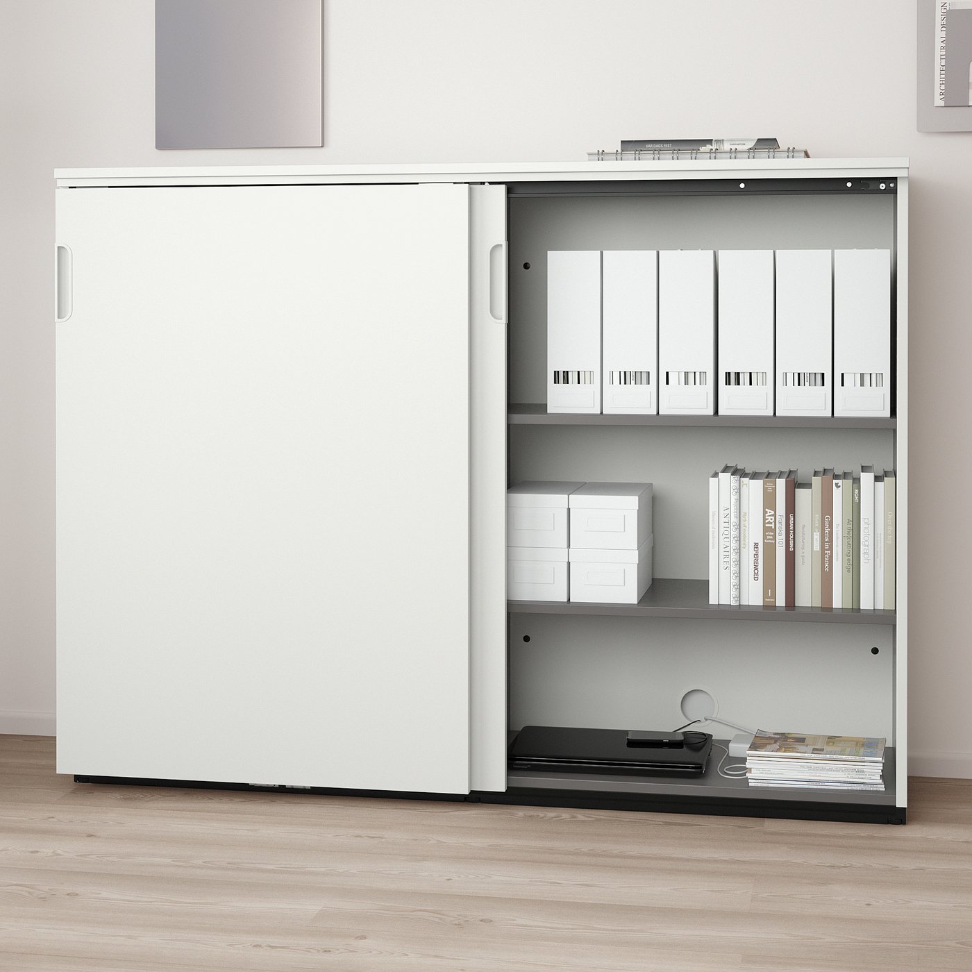 GALANT cabinet with sliding doors, white, 160x120 cm - IKEA Finland