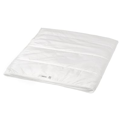 White GRUSSTARR duvet, folded, with printed dot fabric, 20% viscose filling for cooling.