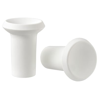 Two white GUBBARP knobs, cylindrical with smooth rounded tips, simple and modern design, made of polypropylene plastic.