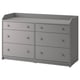 Option: HAUGA grey 6-drawer chest with top shelf, bedroom/living room storage.