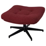 Red-brown fabric footstool with black star base, tufted design, ideal for seating or resting feet.