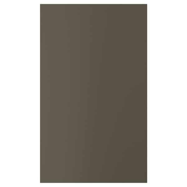 A dark brown ikea HAVSTORP cabinet door with a smooth surface.
