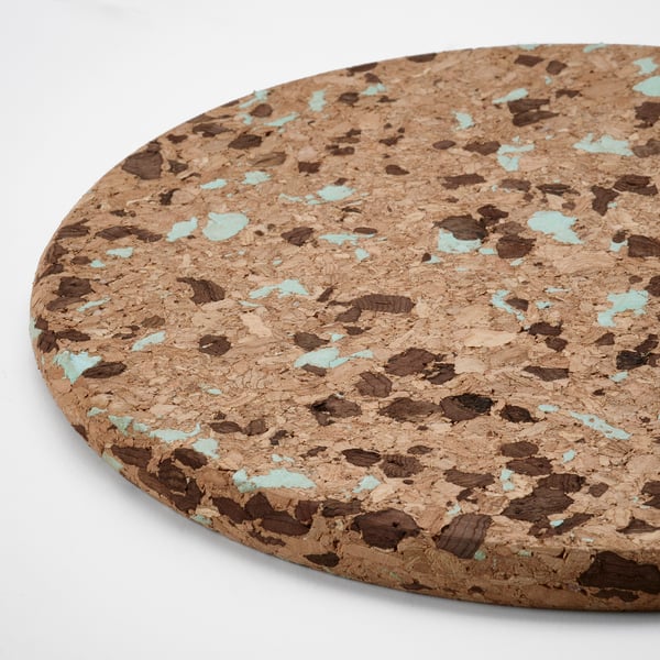 HEAT Pot stand, cork patterned/light turquoise, 19 cm