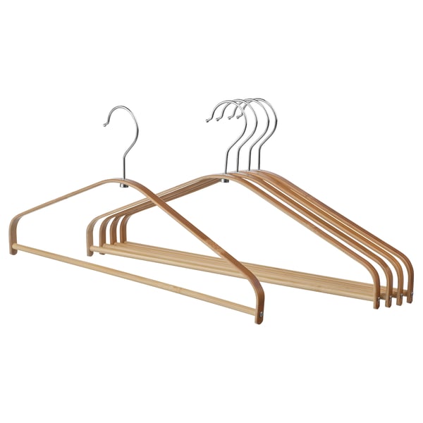 HÖSVANS: set of 4 beige bamboo hangers for shirts, elegant curved shape.