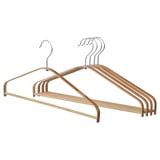 HÖSVANS: set of 4 beige bamboo hangers for shirts, elegant curved shape.