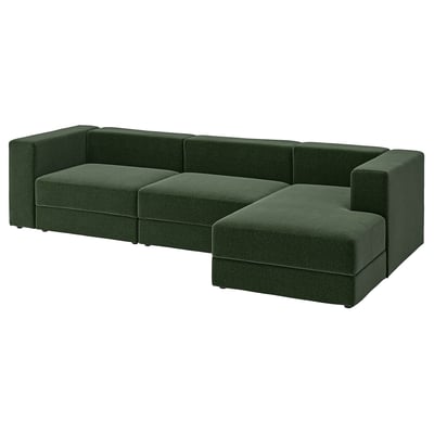 JÄTTEBO 4-seat mod sofa w chaise longue, right/Johanneshov dark green