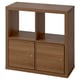 KALLAX Shelving unit, with 2 doors/brown walnut effect, 77x77 cm
