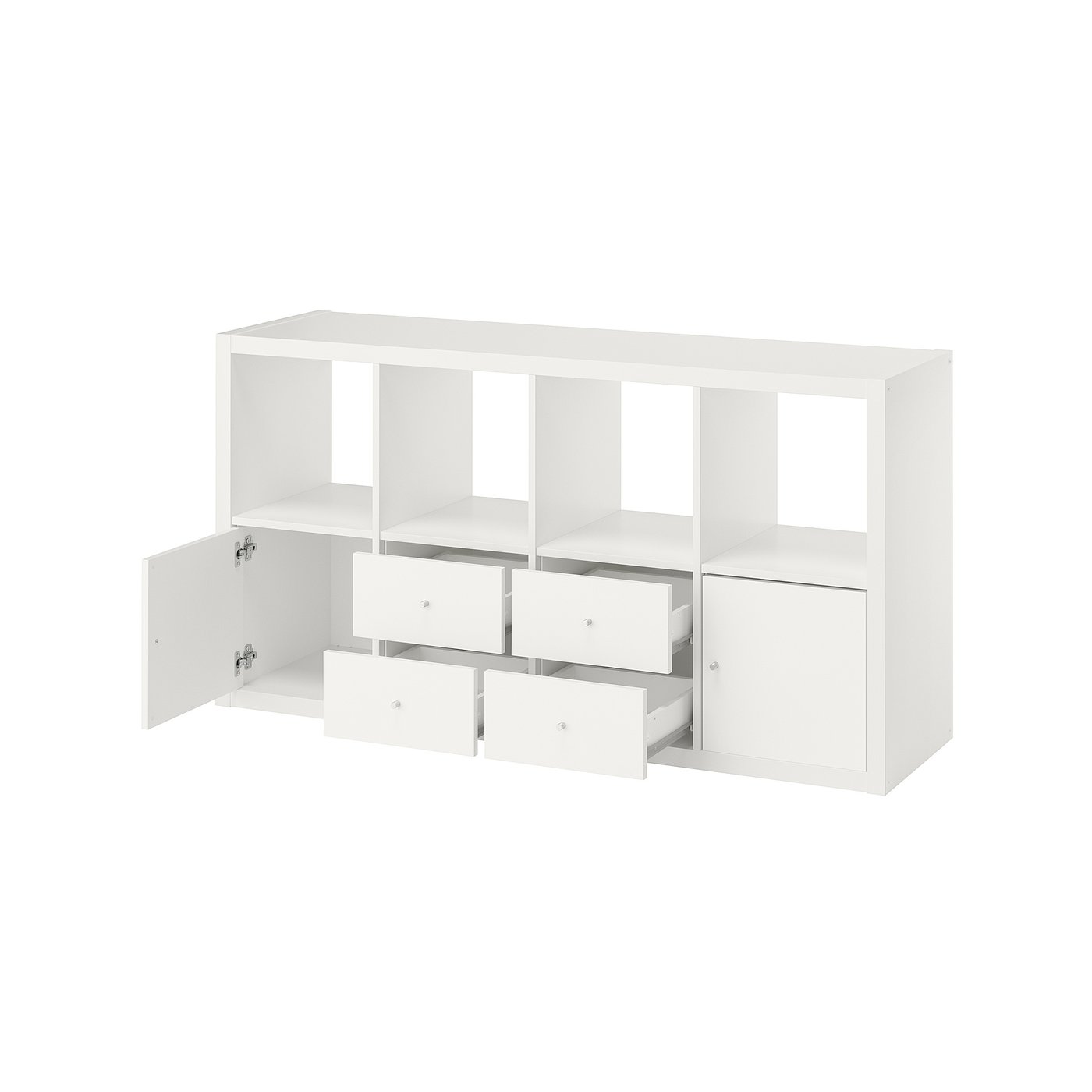 KALLAX shelving unit with 4 inserts, white, 147x77 cm - IKEA