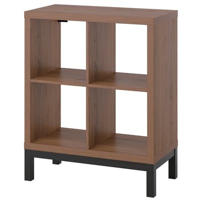 KALLAX Shelving unit with underframe, brown walnut effect/black, 77x94 cm
