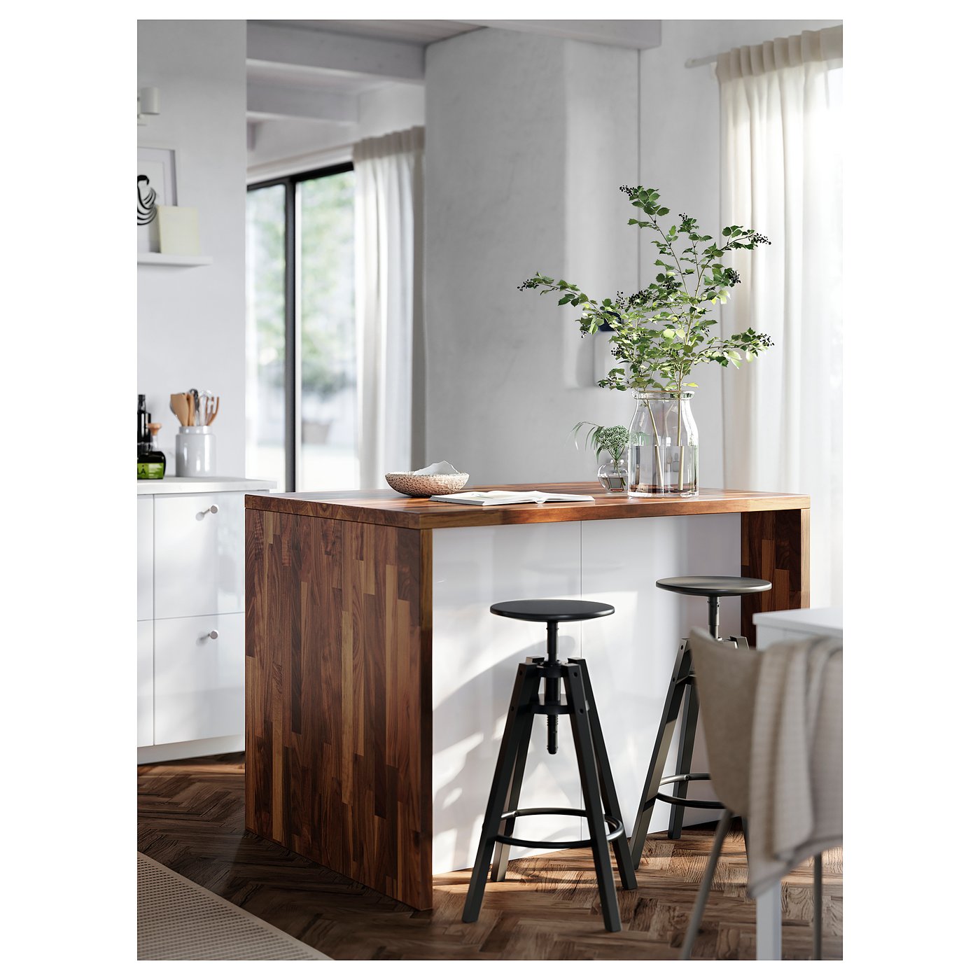 KARLBY custom made worktop, walnut/veneer, 45.1-63.5x3.8 cm - IKEA