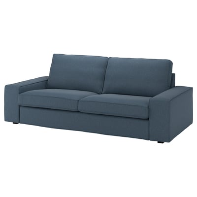 Blue KIVIK sofa with low armrests and deep cushions in gunnared fabric.