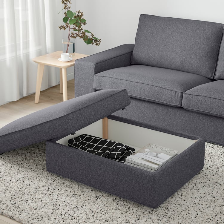 KIVIK Footstool with storage Gunnared medium grey IKEA Finland