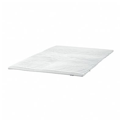 White KLAGSHAMN foam mattress topper, rectangular, smooth surface.