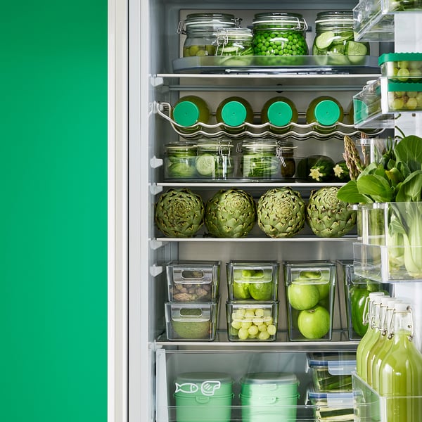 KLIPPKAKTUS Storage box for fridge, transparent, 32x14x14 cm