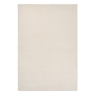KNARDRUP white rug, rectangular, shine effect, soft, recycled polyester.