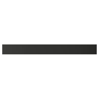 Black KNIVSHULT drawer front, sleek handle-free design, rectangular, made of plastic and particleboard.