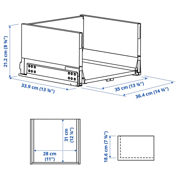 KNIVSHULT Drawer, high, dark grey, 40x37 cm