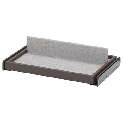Gray KOMPLEMENT pull-out tray with felt interior and dark frame.