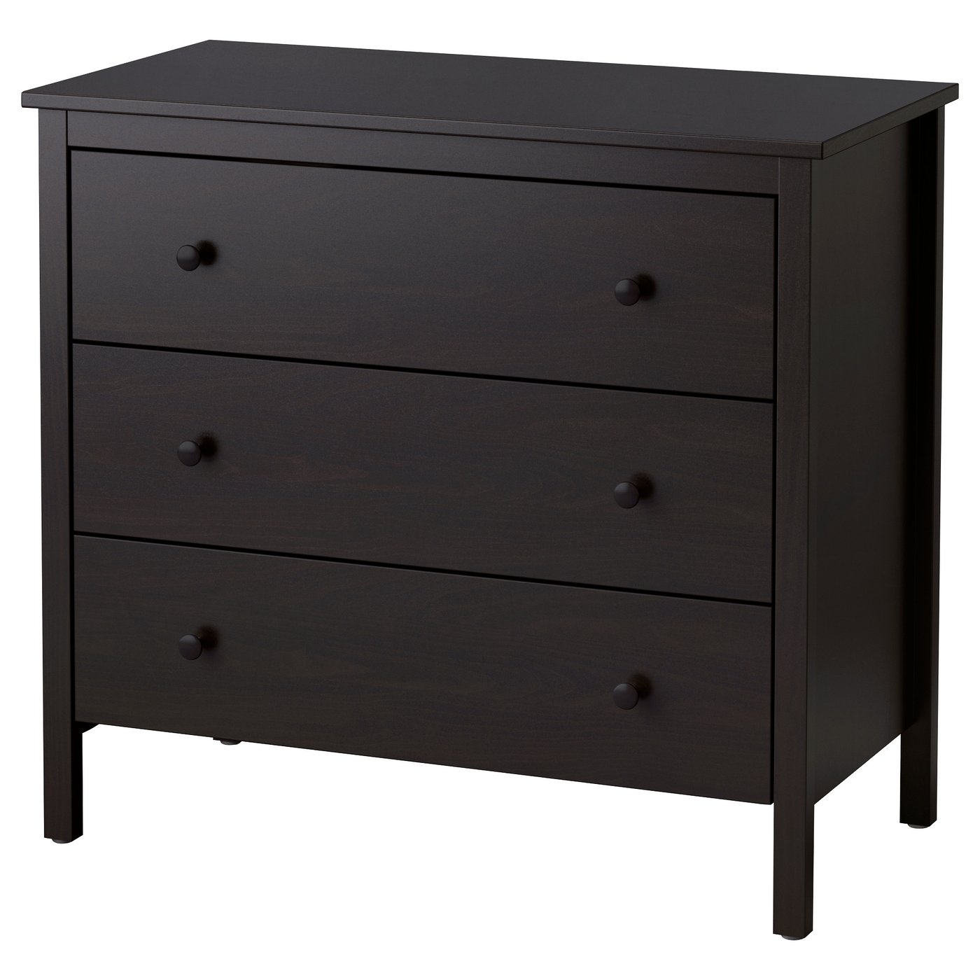 超美品 IKEA KOPPANGダークブラウン 3段チェスト 木製 koppang-chest-of-3-drawers-