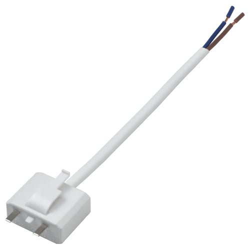 KOPPLA white unearthed 2-pin lamp plug with dcl outlet, ready-made cable, polyamide plastic. Simple ceiling lamp connexion.