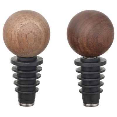 KRÖSAMOS wooden bottle stoppers, brown walnut, rubber seal, stainless steel.