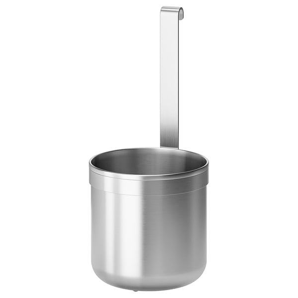 KUNGSFORS stainless steel utensil holder, cylindrical with a handle, ideal for kitchen storage.