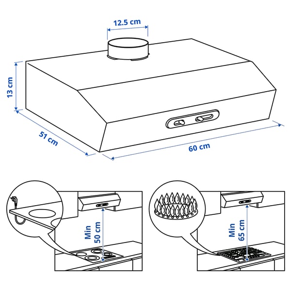 Illustration with measurements for the product: LAGAN.