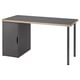 A modern grey LAGKAPTEN desk with a cabinet and metal legs, combining sleek design and sturdy materials.