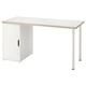 LAGKAPTEN white desk with storage cupboard, rectangular, sleek design, wooden top.