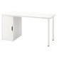 Modern white LAGKAPTEN desk with cabinet door, steel legs.