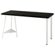 Modern rectangular black tabletop with white metal legs. Simple, lightweight, and stylish design.