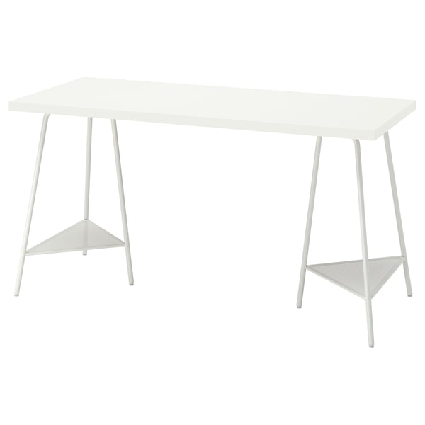 LAGKAPTEN: white rectangular table top & slim steel legs, modern design.