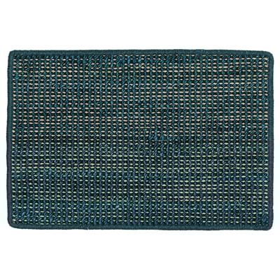 LANDBANA mat: rectangular, dark blue, woven jute, non-slip base.