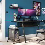 LÅNESPELARE Computer cart with shelf, black, 50x27 cm