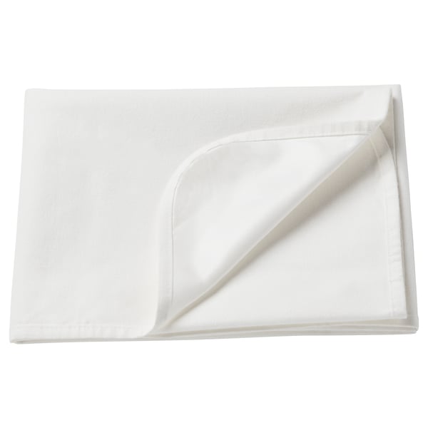 White rectangular mattress protector with cotton top, polyurethane backing, folded display.