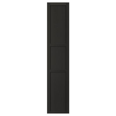 Black LERHYTTAN kitchen cabinet with wooden frames, beveled edges, and inset panels.