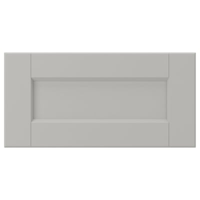 LERHYTTAN light gray drawer front, solid wood frame with beveled edges and inset veneer panel, classic traditional design.