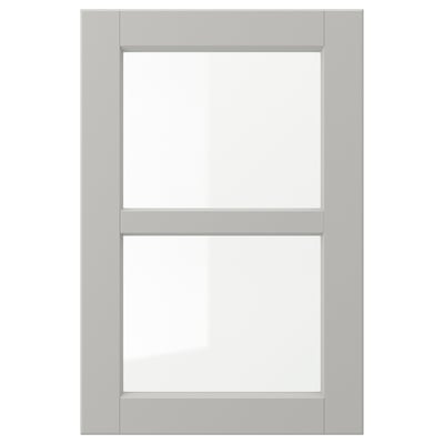 LERHYTTAN door, light grey, square, wooden frame, glass center.