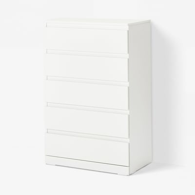 LILLBERGET Chest of 5 drawers, white, 70x43x108 cm