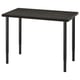 A LINNMON modern adjustable desk with a dark top and metal legs in black.