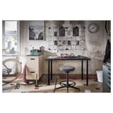 LINNMON / OLOV Desk, dark grey/black, 100x60 cm